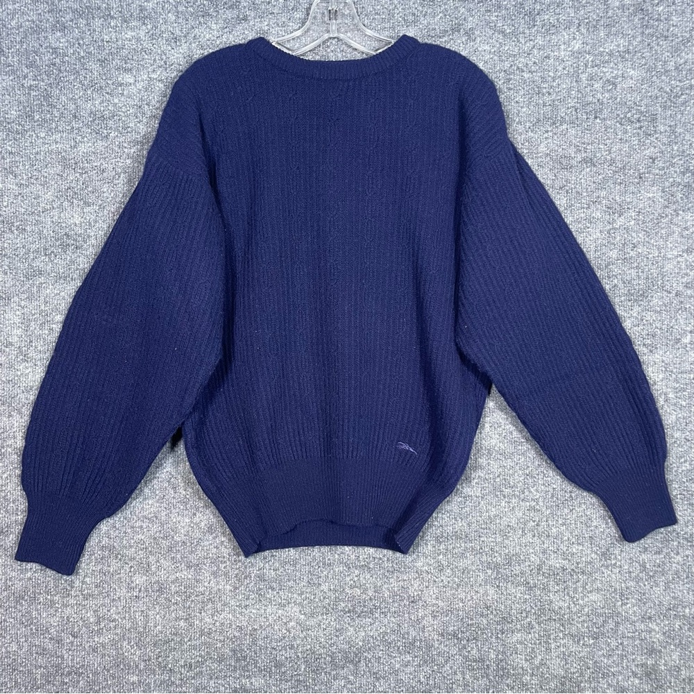 Vintage Men’s Large Longchamp Paris Blue 100% Wool Crewneck Knit Made in Italy